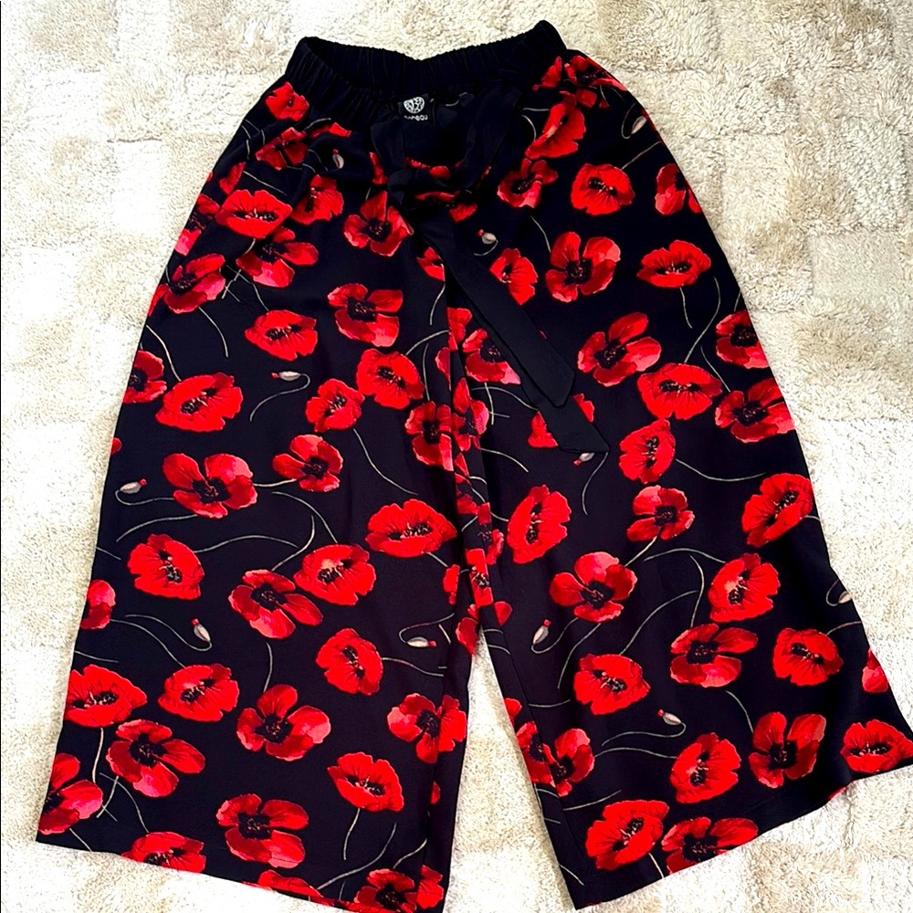 Floral Poppy Wide-Leg Pants